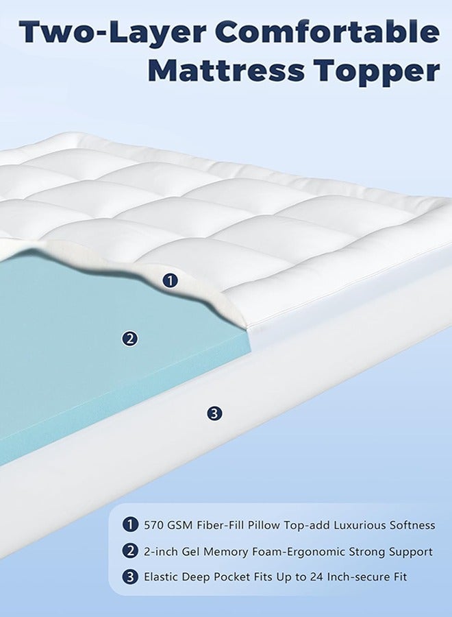 أسرار لباد مرتبة فندقي ممتاز من الألياف الدقيقة بسمك 20 سم مع حشوة ناعمة من الألياف الدقيقة - لباد سرير قابلة للتنفس مع حواف زاوية مناسبة - أبيض - Image 4